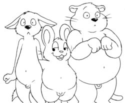 3boys benjamin_clawhauser black_and_white disney gay group male male_only navel nick_wilde nishi nude open_mouth oxynard penis small_penis smile surprise teeth yaoi zootopia