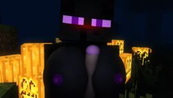 3d animated big_breasts black_body black_skin enderman enderwoman female gif mfion minecraft monster monster_girl paizuri pumpkin purple_eyes straight tagme