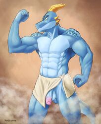 abs anthro balls dragon humanoid_penis male male_only muscular muscular_male narija nude penis scalie solo steam uncut