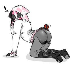 1girls ass dat_ass drekartubegirl heart-shaped_pupils hood mask sketch surprised sweater tagme warframe