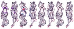 2019 anthro apron ass breasts clothed clothing dakimakura_design felid female fur grey_fur julie_ann_irons kyander leopard leopard_spots lingerie looking_at_viewer lying mammal naked_apron nipples nude on_back pantherine pussy scar simple_background smile snow_leopard solo spots underwear white_fur