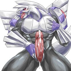 1boy 2019 abs absurd_res anthro anthrofied bara blush claws cum cum_on_penis dragon ejaculation erection hi_res humanoid_penis legendary_pokémon looking_at_viewer male male_only muscular muscular_male navel nintendo palkia penis pokémon_(species) pokemon pokemon_dppt pose scalie seductive simple_background solo thick_thighs tongue video_games weedwolfeatmeat white_background wide_hips