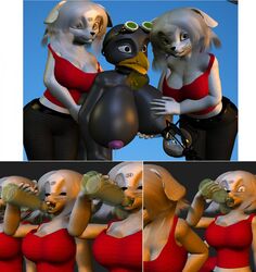 3d anthro avian bird breast_milk breast_milking canine clones deedonis doctor_pigeonhart drinking drinking_milk female furry lactation milk milking pigeon