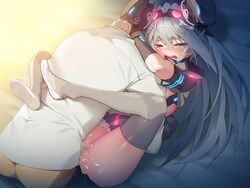 1boy 1girls clear_lobel cum cum_in_pussy cum_inside leg_lock lilith-soft male namaniku_atk silver_hair taimanin_(series) taimanin_asagi taimanin_rpgx vaginal vaginal_penetration