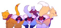 3boys abra anthro ass bulge clothed clothing crossover digimon digimon_(species) eroborus furry large_ass lucario male male_only nintendo original_character pokemon pokemon_(species) pokemon_dppt pokemon_rgby renamon thick_thighs transformation transformation_(clothing) transformation_(object) underwear video_games volsar wide_hips