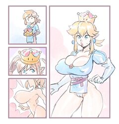 1boy 1girls big_breasts bimbo bimbofication breast_expansion breasts breath_of_the_wild brellom busty champion's_tunic cleavage comic gender_transformation hourglass_figure leotard link linkette lip_expansion lipstick mario_(series) mtf_transformation new_super_mario_bros._u_deluxe nude rule_63 solo super_crown super_smash_bros. super_smash_bros._ultimate the_legend_of_zelda thigh_expansion transformation voluptuous waistband