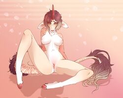 anthro anus ayuukuro breasts cervid female hair looking_at_viewer mammal nipples nude pussy solo spread_legs spreading wide_hips