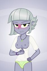 1girls animated blush breasts breasts_out equestria_girls exposed exposed_breasts female hasbro limestone_pie my_little_pony panties presenting randomtriples shirt_pull solo