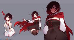 1girls 2019 clothing cookie cute female female_only kanel rooster_teeth ruby_rose rwby solo two_tone_hair wide_hips