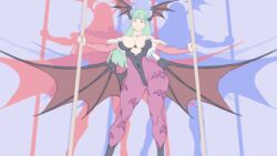 1girls animated animated_gif bare_shoulders bat_wings big_breasts bodysuit bouncing_breasts breasts clothing covered_navel dancing darkstalkers demon_girl erect_nipples erect_nipples_under_clothes female female_only flapping_wings green_hair head_wings hips huge_breasts humanoid jiggle jiggling_breasts large_breasts looking_at_viewer medium_breasts meta monster_girl monsuun morrigan_aensland pole smiling solo solo_female stripper_pole succubus thick thick_thighs thighs voluptuous wide_hips wings