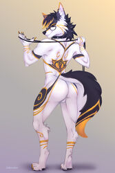 anthro asheraart ass balls canid canine canis cypherwolf invalid_tag jackal male male_only mammal muscular nude solo