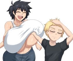 1boy 1boy1girl 1girl1boy 1girls 2020s 2026 2026s artistdex ashley_(artistdex) black_hair blonde_boy blonde_hair breast_grab breasts breasts_bigger_than_head breasts_bigger_than_torso cleavage closed_eyes fondling fondling_breast giant_breasts gigantic_tiddies gigantic_tits gigantic_titties hair hair_flip hand_on_breast hand_on_hair hand_under_shirt happy huge_breasts jpg massive_breasts massive_tits meme meme_reference naoya_hair_flip naoya_hitting_choso_without_looking_(meme) no_background oc original original_character sassy sassy_pose short_hair shorter_male simple_background spiky_hair twitter_link white_background white_shirt