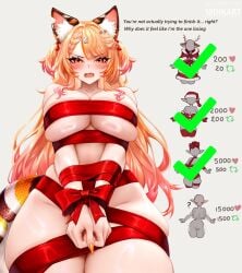 18dikart 1girls ? animal_ear_fluff animal_ears artist_name big_breasts bondage bound braid breasts cat_ears collarbone colored_tips commentary ebiko_(vtuber) english_commentary fat_tits female hair_ornament heart highres huge_breasts indie_virtual_youtuber large_breasts long_hair looking_at_viewer massive_breasts multicolored_hair notched_ear oerba_yun_fang open_mouth orange_eyes orange_hair orange_nails pink_hair red_ribbon ribbon ribbon_bondage ring_light_reflection tail thick thighs twitter_strip_game virtual_youtuber voluptuous vtuber