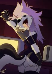 anthro armpits big_ass helluva_boss loona_(helluva_boss) sexy side_view sideboob sleepy solo solo_female source_request starpaint93 tagme thick_thighs yawn