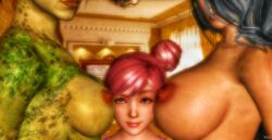 3d 3girls alternate_hairstyle areolae batman:_arkham_knight batman_(series) bed bedroom big_breasts black_hair breasts brown_nipples close-up completely_naked completely_nude crossover curtains cybercole360 dc dc_comics dead_or_alive dead_or_alive_5 dead_or_alive_5_last_round erect_nipples eye_contact eyebrows eyeliner eyes eyeshadow farah female female_only games green-skinned_female green_skin honoka_(doa) human indoors legend_of_queen_opala lips lipstick long_hair looking_at_viewer medium_breasts multiple_girls naked nipples nude nude_female pamela_isley pink_hair poison_ivy poison_ivy_(arkham) poison_ivy_(arkham_knight) posing red_eyes red_hair render sideboob tan tanned tanned_skin teasing video_games window xnalara xps