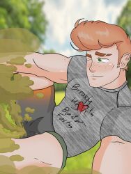 clothed clothed_male eproctophillia fart fart_cloud fart_everywhere fart_fetish farting farts gay human human_male kinkhero male_fart male_farting original_character outdoor_background outdoors solo solo_focus