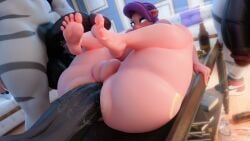 16:9 1girls 3boys 3d absurd_res anal anal_sex anthro anthro_on_anthro ass ass_bigger_than_head balls barefoot bent_over black_and_white_fur blue_eyes blush bodily_fluids bottomless curvaceous curvy cutie_mark earth_pony endured_face equine erection eyebrows eyelashes feet feet_up female friendship_is_magic fur furry genitals group hair hasbro hi_res indoors jewelry looking_pleasured male male/female male_penetrating_female mature_female milf motion_lines my_little_pony partial_male penetration penis pink_body pleasure_face purple snuddy spoiled_milk-rich spoiled_rich_(mlp) sweat sweatdrop tagme thick_thighs veiny_penis voluptuous wide_hips zebra zebradom