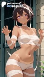 1girls 2026 ai_assisted ai_generated amputee anime ankle_wrap arm_wrap artist_name bandage_on_face bandage_over_one_eye bandaged_arm bandaged_hand bandaged_head bandaged_leg bandaged_neck bandages bandaid bandaid_on_arm bandaid_on_cheek bandaid_on_face bandaid_on_forehead bandaid_on_hand bandaid_on_knee bandaid_on_leg bandaids_on_nipples bolt breasts brick_wall brown_hair budget_sarashi building bust cast coffin collarbone dark-skinned_female dark_skin explicit halloween hi_res high_quality high_resolution highres hospital_bed jack-o'-lantern leg_wrap make_heroine_ga_oo_sugiru! medical_eyepatch moss mummy mummy_costume naked_bandage navel no_shirt patreon patreon_username purple_eyes sarashi short_hair silk skypassion small_boobs small_breasts small_tits solo stable_diffusion surgical_mask watermark white_choker wrist_wrap yakishio_lemon zombie