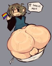 1boy balls big_ass big_ass_(male) fat_ass femboy gay large_ass meatoids pride_color_flag pride_colors pride_flag pulled_down_pants sweaty_ass urotsuki yaoi yume_2kki yume_nikki yume_nikki_fangame
