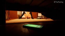 3d animated blue_hair camera commentary dildo english_commentary female hiding indoors masturbation nude original phoking phone pussy recording self-upload sex_toy sitting sound spread_legs tagme thephoking thighhighs under_bed video yuki yuki_pk