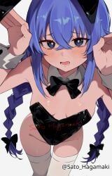 1girls 2d 2d_(artwork) 2d_artwork arm_up armpits arms_up black_bowtie black_bunny_ears black_bunnysuit black_hair_ribbon black_hair_tie black_leotard black_ribbon black_topwear blue-eyed_female blue-haired_female blue_eyes blue_hair blush blush_face blushing_at_viewer blushing_female blushing_lines bowtie braid braided_hair braided_twintails braids breasts breasts_apart bunny_ears bunny_pose bunnygirl bunnygirl_outfit bunnysuit collar collarbone curvaceous curvaceous_body curvaceous_female curvaceous_figure curvaceous_hips curvy curvy_body curvy_female curvy_figure curvy_hips digital digital_art digital_drawing digital_drawing_(artwork) digital_media digital_media_(artwork) embarrassed embarrassed_expression embarrassed_female eyebrows_viesible_through_hair female female_focus female_only fingernails fingers flustered flustered_female groin hair_between_eyes hair_ribbon hair_tie hand_up hands_up high_resolution highres inguinal_crease inguinal_ligament lean_figure legwear leotard long_hair looking_at_viewer looking_up looking_up_at_viewer mushoku_tensei narrow_waist open_mouth parted_lips pear-shaped_figure petite petite_body petite_breasts petite_female petite_girl petite_tits posing posing_for_the_viewer rabbit_pose ribbon roxy_migurdia sato_hagamaki shoulders sidelocks simple_background slender_body slender_waist slim_waist small_breast small_breasts solo standing stockings thigh_gap thigh_highs thighhighs thighs tiny_breasts tongue topwear twin_braids twintails twintails_(hairstyle) upper_body very_long_hair very_long_hair_female white_background white_collar white_legwear white_pupils white_stockings white_thigh_highs white_thighhighs white_wrist_cuffs wide_hips wrist_cuffs