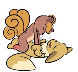 1boy 1girls 2019 big_ears brown_fur canine closed_eyes duo eevee feet female feral feral_on_feral fox fur furry heavy_breathing interspecies long_ears male mammal multi_tail nintendo nude on_back on_top open_mouth paws penetration pokemon pokemon_(species) pokemon_rgby sachidog sex simple_background straight tail tongue vaginal_penetration video_games vulpix white_background