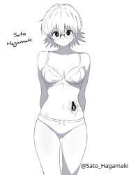 1girls 2d 2d_(artwork) 2d_artwork arm_behind_back arms_behind_back average_breasts bare_arms bare_belly bare_chest bare_hips bare_legs bare_midriff bare_navel bare_shoulders bare_skin bare_thighs belly belly_button black_and_white blank_expression blank_eyes blank_stare bored bored_expression bra breasts cleavage collarbone curvaceous curvaceous_body curvaceous_female curvaceous_figure curvaceous_hips curvy curvy_body curvy_female curvy_figure curvy_hips digital digital_art digital_drawing digital_drawing_(artwork) digital_media digital_media_(artwork) emotionless exposed_arms exposed_belly exposed_chest exposed_hips exposed_legs exposed_midriff exposed_navel exposed_shoulders exposed_skin exposed_thighs eyebrows_visible_through_hair female female_focus female_only glasses glasses_on_face glasses_on_head greyscale groin hand_behind_back hands_behind_back high_resolution highres hourglass_figure hunter_x_hunter lean_figure linea_alba looking_at_viewer medium_breasts midriff monochrome narrow_waist navel neutral_expression panties sato_hagamaki semi-rimless_glasses shizuku_murasaki short_hair shoulders simple_background skindentation slender_body slender_waist slim_waist solo standing stomach tattoo tattoo_on_belly thick_thighs thigh_gap thighs under-rim_glasses underwear underwear_only upper_body white_background white_bra white_panties white_pupils white_underwear wide_hips wip