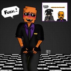 dayshift_at_freddy's dsaf harry_fitzgerald_(dayshift_at_freddy's) holding jack_kennedy_(dayshift_at_freddy's) male_only omorashi orange_body peeing peeing_self wetting wetting_self zombie