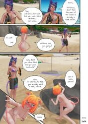 2girls 3d absolutely_nothing_on ass barefoot beach blush blushing breasts classic_enf_pose completely_naked completely_nude_female covering covering_breasts covering_self embarrassed embarrassed_nude_female enf enf_bee enf_trying_to_avoid_being_caught enfbee female female_only hiding koikatsu lila_(enf_bee) momo_(enf_bee) naked naked_female nude nude_female only_one_naked stolen_bikini stolen_clothes stolen_swimsuit tagme