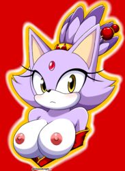 big_breasts blaze_the_cat blush breasts bust_portrait chaosknight_1 chinese_clothes domestic_cat felid feline felis female hi_res mammal nipples portrait simple_background solo sonic_(series) sonic_the_hedgehog_(series)