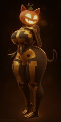 3d anthropomorphic blender breasts cat_ears clothed clothing curvy doonography female female_focus female_only fortnite fortnite:_battle_royale fortnitemares girl glowing_eyes hands_on_breasts hips looking_at_viewer pumpkin pumpkin_head render simple_background skin_tight spice_(fortnite) standing tail thick_thighs tummy voluptuous_female watermark