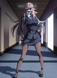 1girls breasts clothing high-rise_invasion hips kusakabe_yayoi large_breasts mask pink_hair screencap stitched tenkuu_shinpan thighs yayoi_kusakabe