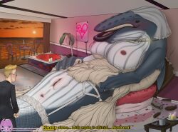 anthro anus baleen baleen_whale big_breasts black_tie_(suit) breasts bridal_lingerie broken_bed cetacean clitoris clothed clothing clothing_lift dr_nowak dress dress_lift duo extreme_size_difference female female_anthro female_on_human genitals gold_(metal) gold_jewelry gold_necklace grey_body grey_skin hi_res honeymoon hot_tub huge_breasts human human_on_anthro humanoid_genitalia humanoid_vulva humpback_whale husband_and_wife interspecies inviting jewelry larger_female lingerie lips love_hotel macro male male/female male_human male_on_anthro mammal marine married_couple necklace presenting presenting_vulva romantic romantic_couple semi-anthro size_difference smaller_male suit sun sunset thick_bottom_lip thick_lips vulva wedding_dress wedding_night wedding_veil whale
