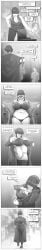 1boy 1girls aloïs_siegra_(lewdasketch) ass assertive_female bangs bangs_over_eyes bangs_over_one_eye bbw big_ass big_breasts big_butt big_dom_small_sub big_thighs bondage bondage_harness bound_together breasts_bigger_than_head chubby chubby_female cleavage clothed clothed_sex clothing_entrapment comic dark_hair dialogue english english_text entrapment femdom greyscale holding_partner huge_ass huge_breasts huge_butt kyoka_arai_(lewdasketch) large_ass large_breasts larger_female lewdasketch lingerie lingerie_bra lingerie_panties male/female malesub milf original original_character plump shared_clothes sharing_clothes sharp_teeth shivering size_difference smaller_male speech_bubble submissive_male sweat sweatdrop sweating sweaty trapped_in_clothing voluptuous voluptuous_female