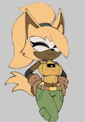 2d 2d_(artwork) 2d_artwork arms_on_hips bell_collar belly_button big_boobies big_breasts big_titties busty busty_female cargo_pants closed_eyes cosplay dark-skinned_female deliciouscake eyelashes fangs fingerless_gloves lanolin_the_sheep_(cosplay) large_breasts ponytail sega sleveless_shirt sonic_(series) sonic_the_hedgehog_(idw) sonic_the_hedgehog_(series) thick_ass thick_butt thick_hips thick_thighs thighs thin_waist tight_clothing whisper_the_wolf wide_hips wide_thighs wolf_ears wolf_girl wolf_tail