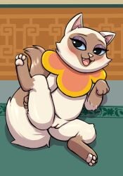 absurd_res animal_ears ass blush butt_from_the_front domestic_cat eyebrows eyelashes felid feline felis female feral fur genitals hi_res mammal open_mouth pawpads pupils quadruped sagwa_miao sagwa_the_chinese_siamese_cat shadow smile solo spread_legs spreading tail tan_body tan_fur thick_thighs vermelhatan vulva