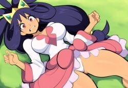 ai_generated dark-skinned_female dark_skin defeated defeated_heroine female imminent_sex iris_(pokemon) large_breasts looking_at_viewer mullon novelai panties pokemon pokemon_bw pokemon_bw2 pov solo torn_clothes