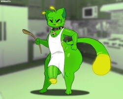 2024 alien alien_boy alien_femboy alien_humanoid alien_only axoarts big_ass big_balls big_penis cooking femboy gay gleeby_(pastelitikiwi) gnarpian gnarpy_(regretevator) green_background green_body green_fur hi_res hyper_penis kitchen_background oiled_body regretevator roblox spoon