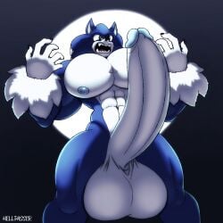 1boy beast blue_fur full_moon gay hellpasser huge_pecs hyper_balls hyper_penis male male_only male_solo muscular_male penis sega six_pack solo solo_male sonic_(series) sonic_the_hedgehog sonic_the_werehog sonic_unleashed watermark werehog wrist_tuft