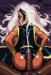 ai_generated assjob buttjob dark-skinned_female dark-skinned_male excessive_cum grinding hot_dogging hotdogging huge_cock hyper_penis marvel marvel_comics ororo_munroe storm_(x-men) superheroine will_of_ai x-men x-men_97