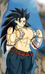 1girls abs big_breasts black_hair cumber dragon_ball dragon_ball_heroes female muscular_female rule_63 saiyan solo