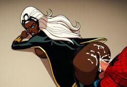 ai_generated dark-skinned_female excessive_cum huge_cock hyper_penis marvel marvel_comics ororo_munroe pale-skinned_male peter_parker spider-man storm_(x-men) superheroine vaginal_penetration will_of_ai x-men x-men_97