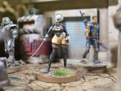 1girls 3d fallout figurine huge_ass huge_breasts leotard nier nier:_automata rebis_dungeon silver_hair yorha_2b