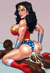 ai_generated anal anal_cum_explosion anal_sex cum_in_ass dark-skinned_male dc dc_comics diana_prince excessive_cum high_heel_boots high_heels huge_cock interracial light-skinned_female superheroine will_of_ai wonder_woman wonder_woman_(series)