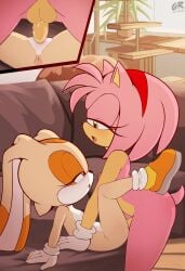 2024 amy_rose anthro anthro_on_anthro anus ass balls breasts cream_the_rabbit dickgirl dickgirl/female dominant_futanari edit flat_chest futa_on_female futadom futanari g_reaper genital_fluids gloves gr missionary_position nipples nude nude_female nude_futanari penetration penis sega shoes side_boob side_butt side_view sonic_(series) sonic_the_hedgehog_(series) uncensored vaginal_penetration vaginal_sex