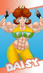 abs biceps big_breasts big_muscles breasts female huge_breasts large_breasts large_muscles muscles muscular_arms muscular_female muscular_legs muscular_thighs pecs princess_daisy siegfried129 super_mario_bros.