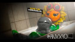 1boy 1boy1girl 1girls anthro anxxyo bath bathing bathing_together bigger_female breasts female flora_fauna large_areolae mommy plant plant_girl plant_humanoid plantie plants_vs._zombies plants_vs_zombies solar_flare_(pvz) sunflower_(pvz)