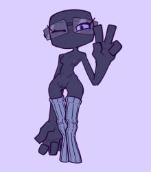 1girls enderman enderwoman minecraft small_breasts thighhighs