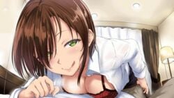 16:9 1boy 1girls :p animated aoi_tiduru assertive bangs big_breasts black_skirt blouse blush boner_in_pants bra breasts breath brown_hair brown_hair_female brown_legwear brown_pantyhose bulge buttons ceiling ceiling_light cleavage collared_shirt cowgirl_position curtains doutei_daisuki_ijiwaru_onee-san_no_gokujou_tehodoki_renzoku_shasei_lesson dress_shirt ear erect erect_penis erection erection_under_clothes erection_under_clothing female female/male female_on_top femdom fingernails girl_on_top grabbing grabbing_penis green_eye green_eyes green_eyes_female groping hair_over_one_eye heavy_breathing hetero huge_breast hybrid_animation indoor indoors lamp large_breasts large_filesize licking_lips lingerie lips long_hair long_hair_female long_sleeves looking_at_viewer male male/female male_pov massive_breasts medium_breasts naughty_face on_person open_clothes open_shirt original pantyhose pencil_skirt penis penis_grab penis_under_clothes pointy_chin pov pov_male red_bra shirt short_hair skirt smile solo_focus straight stroke_(animator) sweat sweatdrop tease teasing teasing_penis teasing_viewer third-party_edit tongue tongue_out underwear white_shirt woman_on_top