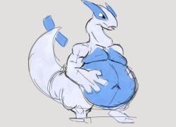 absurd_res anthro generation_2_pokemon hi_res legendary_pokemon lugia male nintendo organs overweight overweight_anthro overweight_male pokemon pokemon_(species) sergal_mowgli solo stomach tail thick_tail